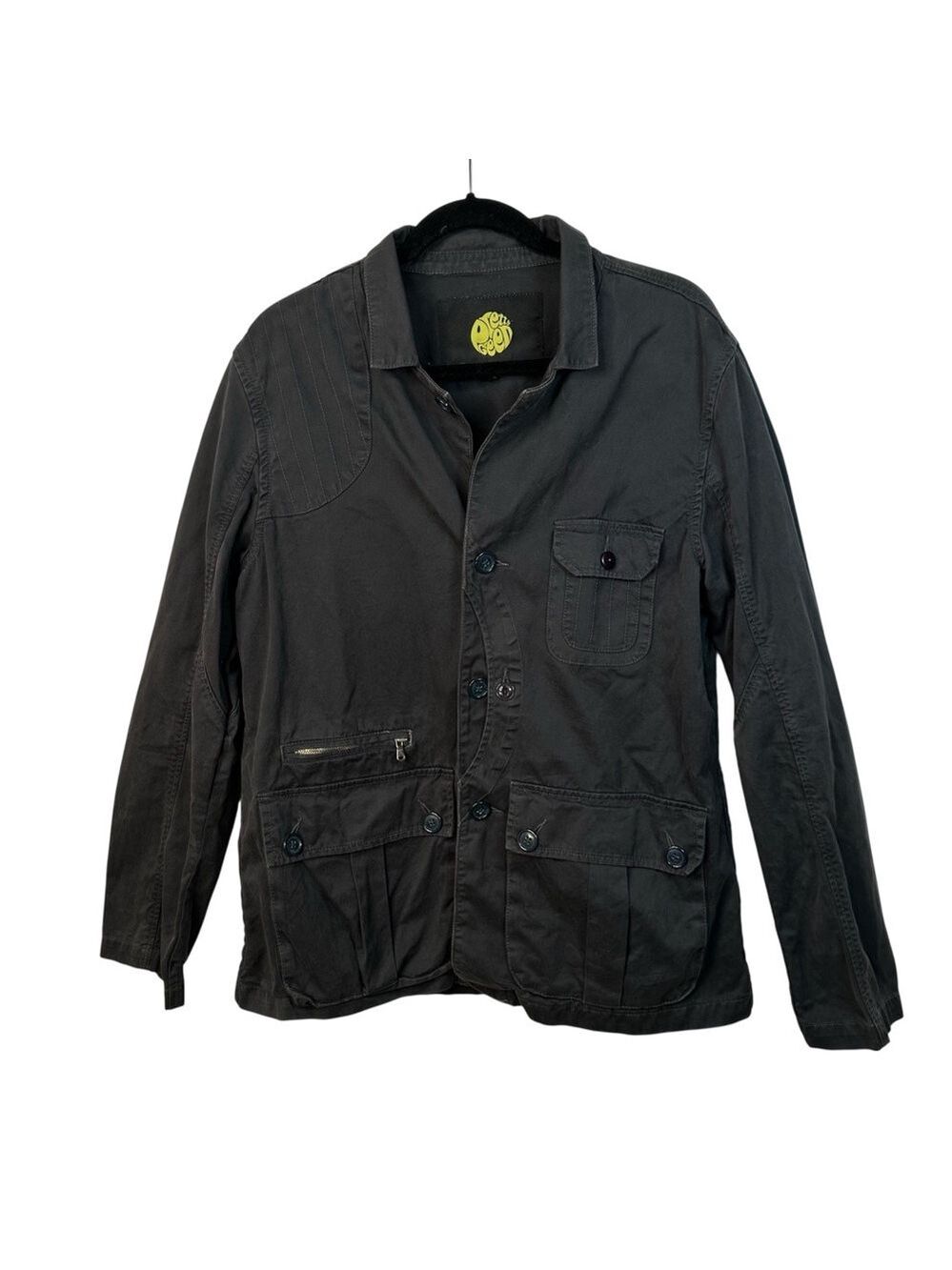 Pretty Green Utility Jacket Black Dark Grey Size L Casual Workwear - Picture 2 of 15